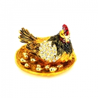 Шкатулка зі стразами статуетка курка QF652 