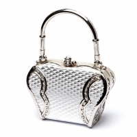 Красивый клатч на цепочке серебристый 03 