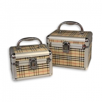 Набор шкатулок для украшений и косметики 3 шт бежевая клетка 8016 