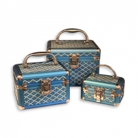 Набор шкатулок для украшений и косметики 3 шт голубой ромб 8138 