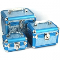 Набор шкатулок для украшений и косметики 3 шт бабочки люкс голубая 8151 