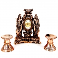 Набор каминные часы Фортуны и 2 подсвечника для широкой свечи 
