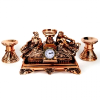 Набор каминные часы Греция и 2 подсвечника для широкой свечи 