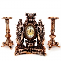 Набор каминные часы Фортуны и 2 высоких подсвечника 