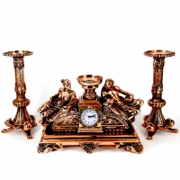 Набор каминные часы Греция и 2 высоких подсвечника 