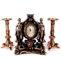 Набор каминные часы Фемида и 2 высоких подсвечника 