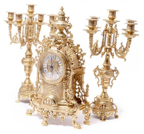 Набір камінний годинник і два канделябра - неймовірний сувенір дружині на ювілей - фото Дарунок 